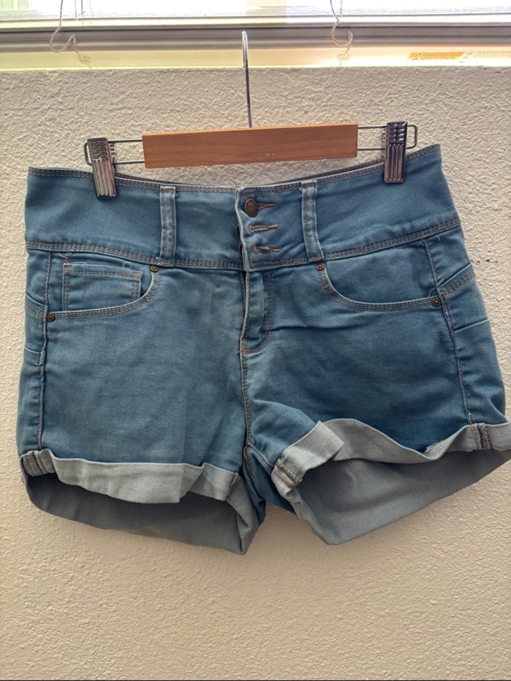 Wax Jean Light Blue Rolled Hem Denim Shorts